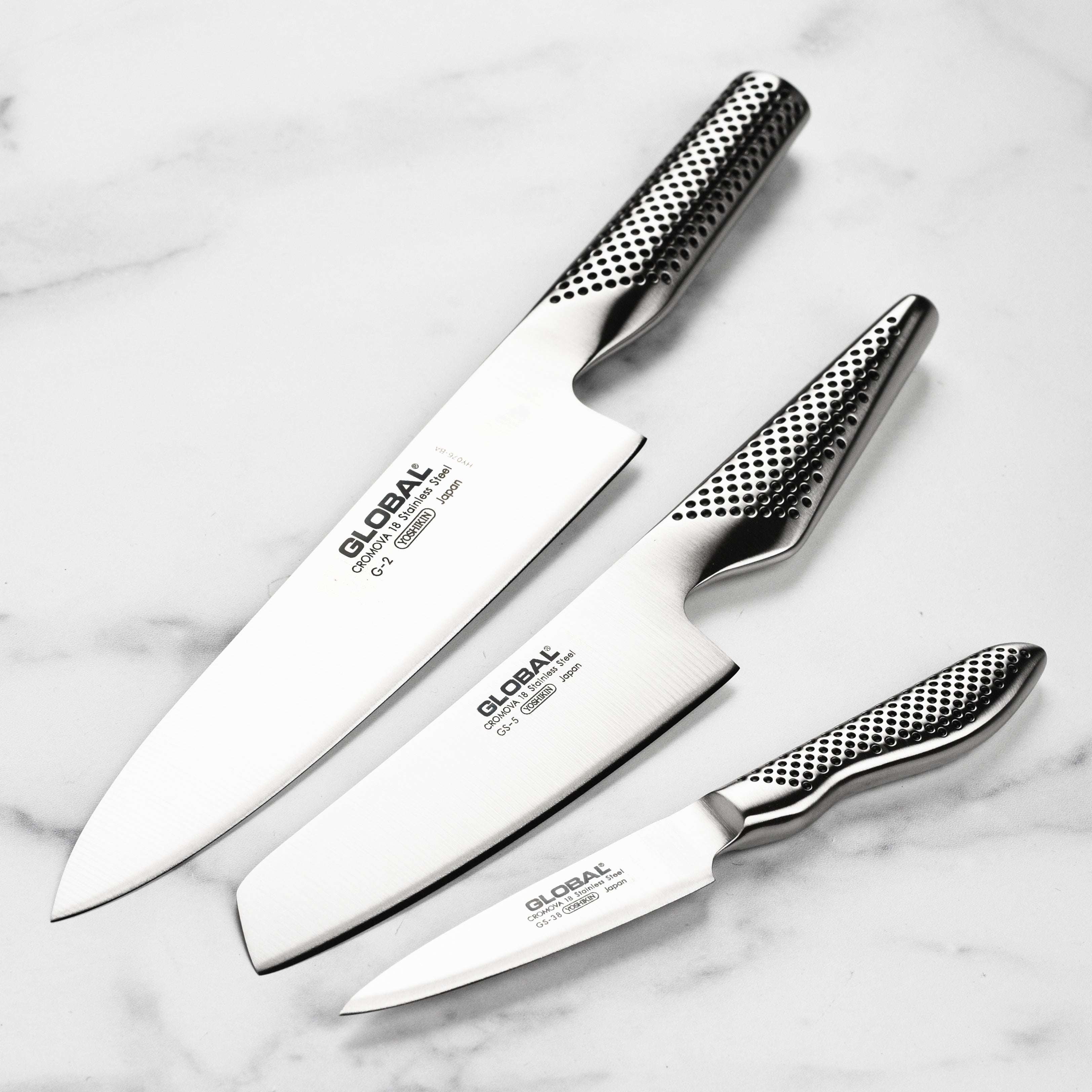 Global Knife Set - 3 Piece with Paring, Prep & Chef's Knives