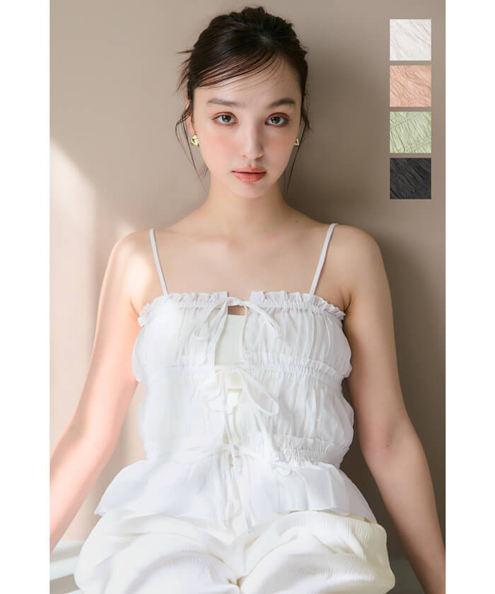 セール☆1690円→1290円 3連リボンキャミソール レディース メール便