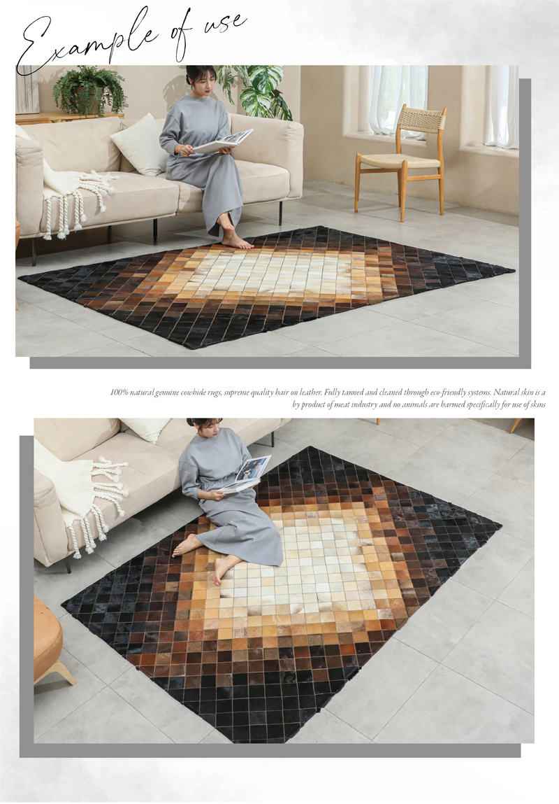 ラグ ハラコラグ ブラウン 本革 牛革 - LUCIAN