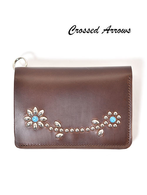 CROSSED ARROWS クロムレザー スタッズ チェーン穴付きトラッカー