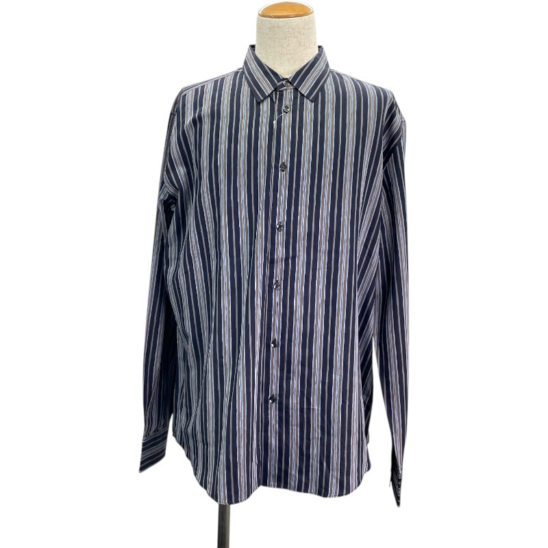 エルメス HERMES ストライプ長袖シャツ ネイビー コットン メンズ 長袖
