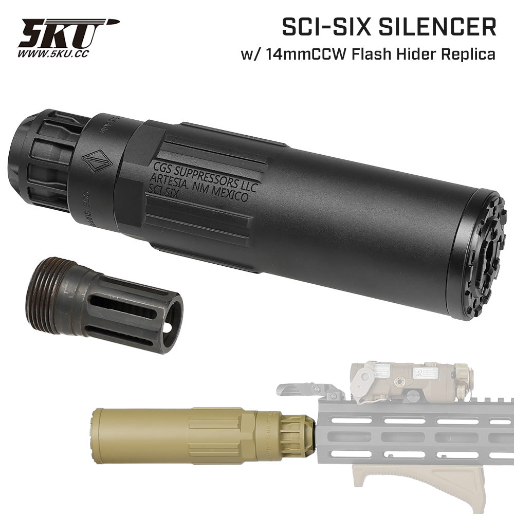 5KU 製 】 14mm 逆ネジ対応 SCI-SIX サイレンサー & フラッシュ