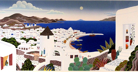 トーマス・マックナイト「ミコノスハーバー」 終了 [k12046]絵画販売