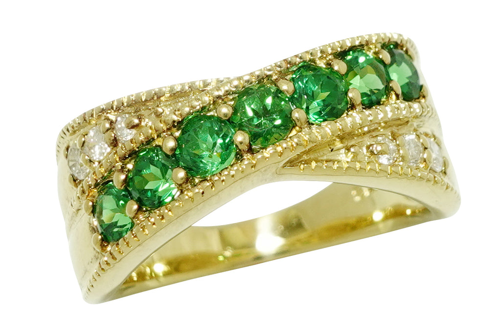 Green Garnet K18グリーンガーネット ダイヤモンドリング (NO.48985