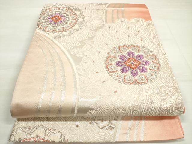 平和屋着物◎六通柄袋帯 唐織 孔雀羽根 正倉院花文