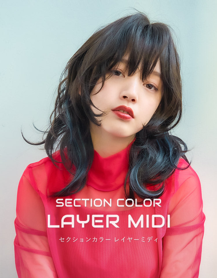 セクションカラーレイヤーミディ フルウィッグ ミディアム｜リネアストリア