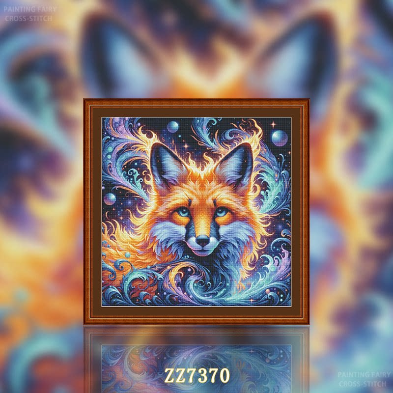 ZZ7370-Space Fox]_ 65.67_ Painting Fairy Cross Stitch_printed