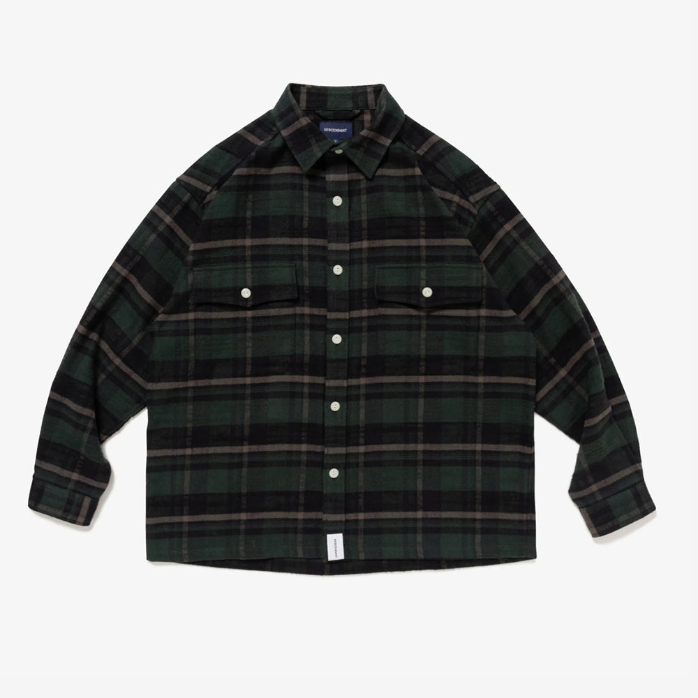 レアdescendant VANNING CHECK LS SHIRT黒白 2 VANNING PLAID LS SHIRT