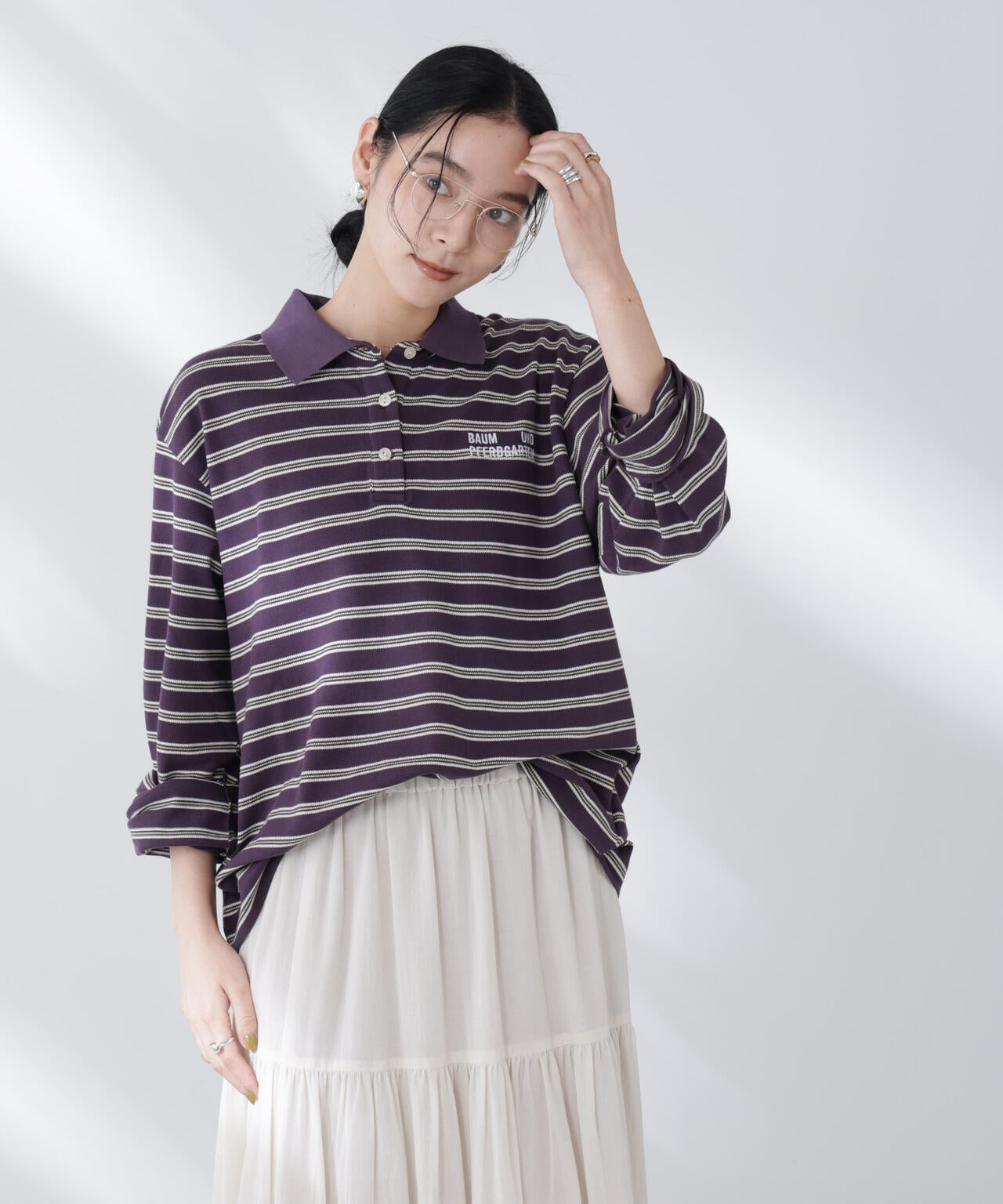 BAUM UND PFERDGARTEN / Cotton Pique 長袖ポロシャツ