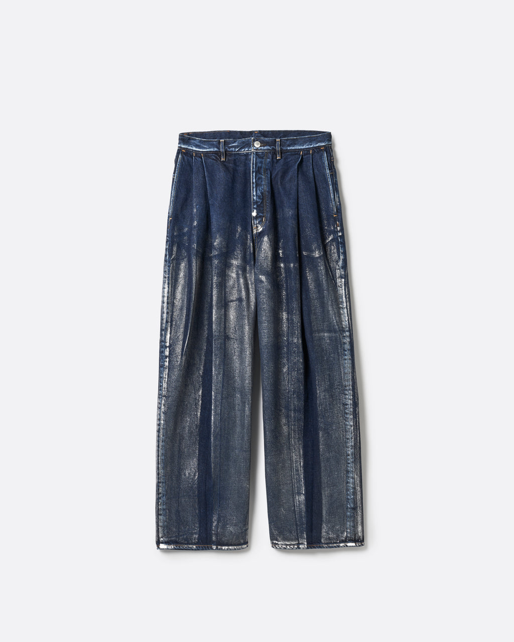 2TUCK WIDE DENIM PANTS -ENTASIS -II-【FOILED WASH INDIGO