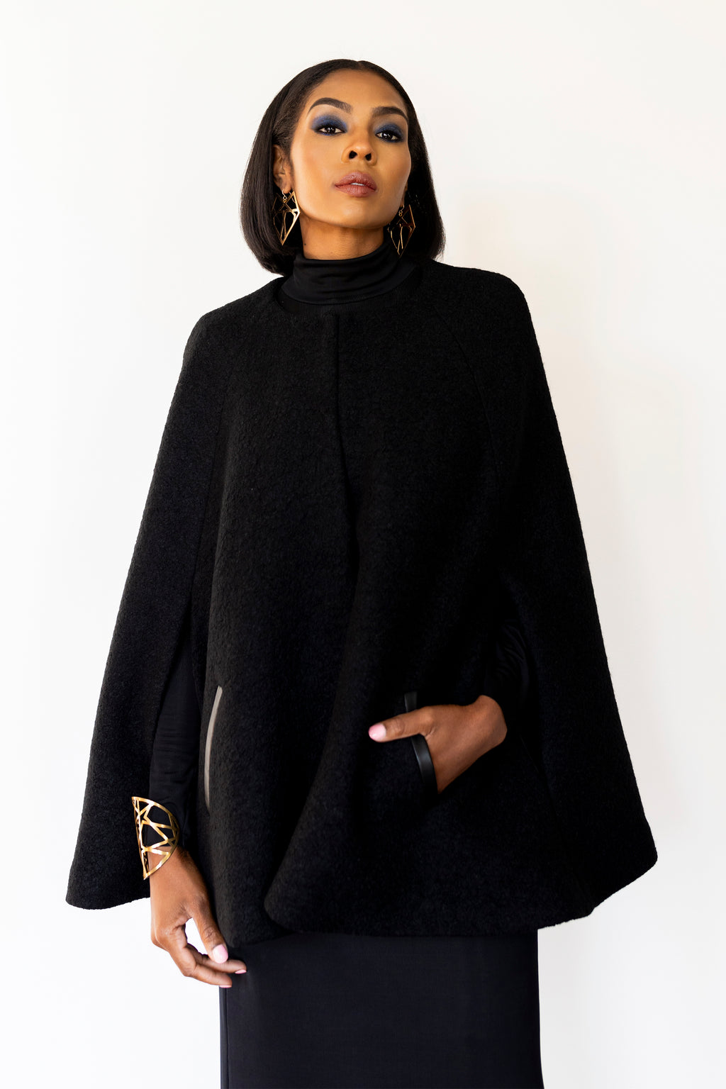 Cape Jacket RTW in Black Boiled Wool – SARAH NELSEN