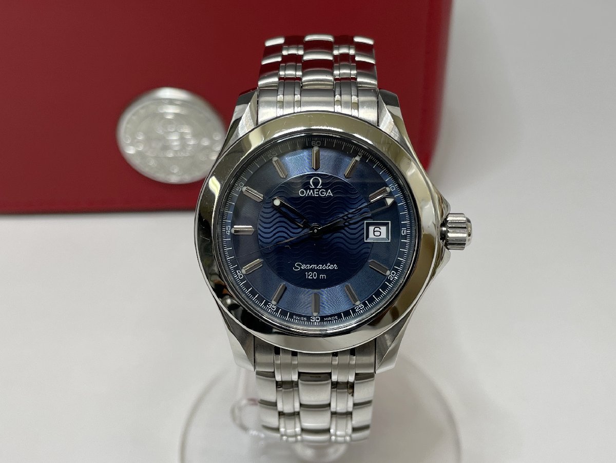 OMEGA オメガ シーマスター 120m デイト クォーツ腕時計 ブルー文字盤