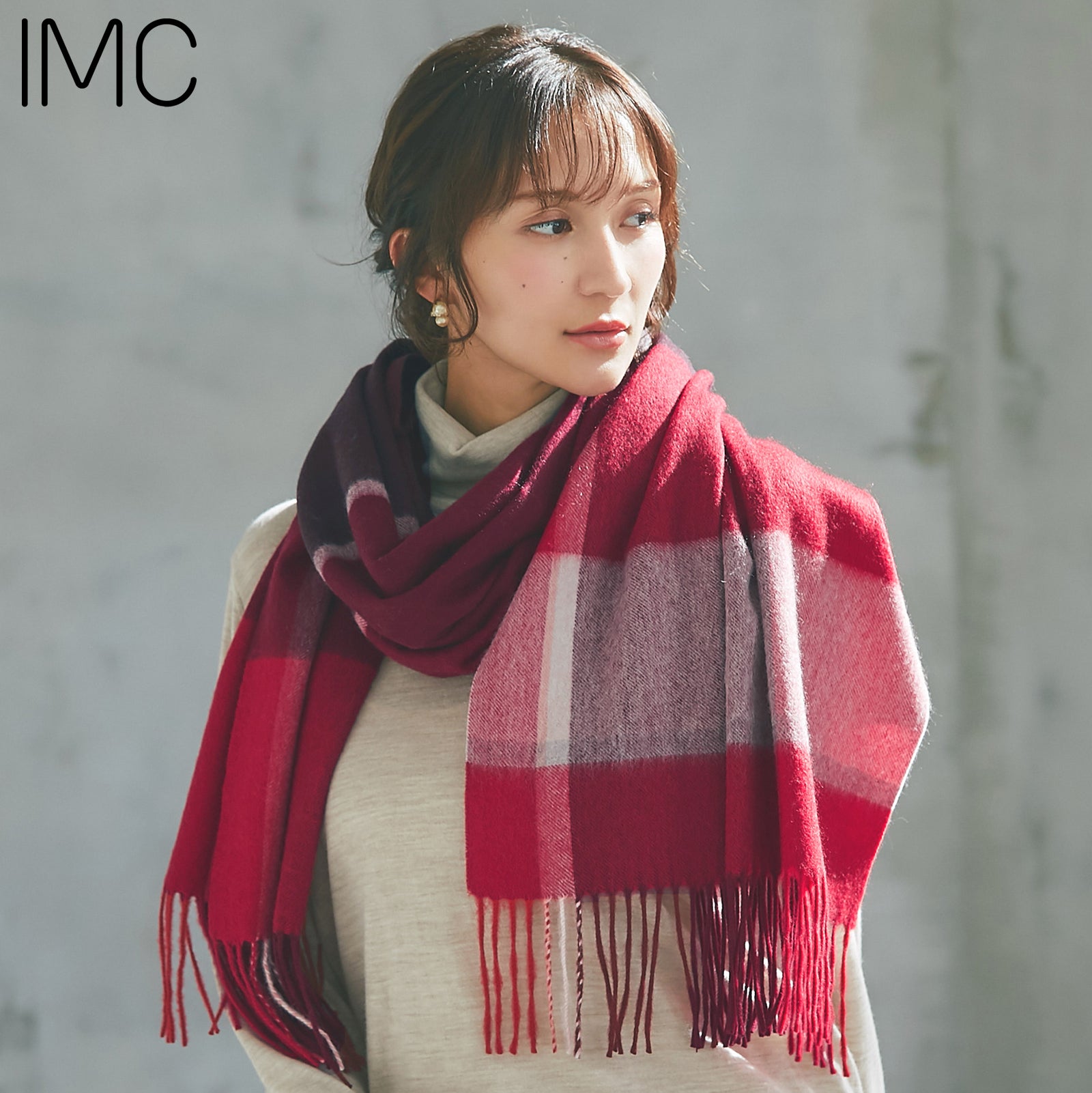 NEW】カシミヤ大判ストール チェック柄 ボルドー – INTERMODE KAWABE