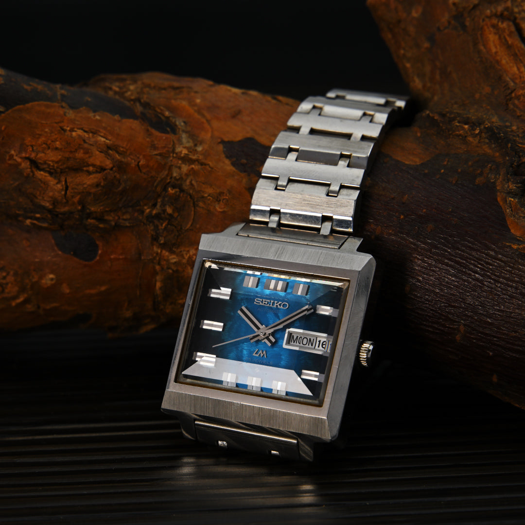 セイコー LM ロードマチック 角型5面カットガラス ブルー