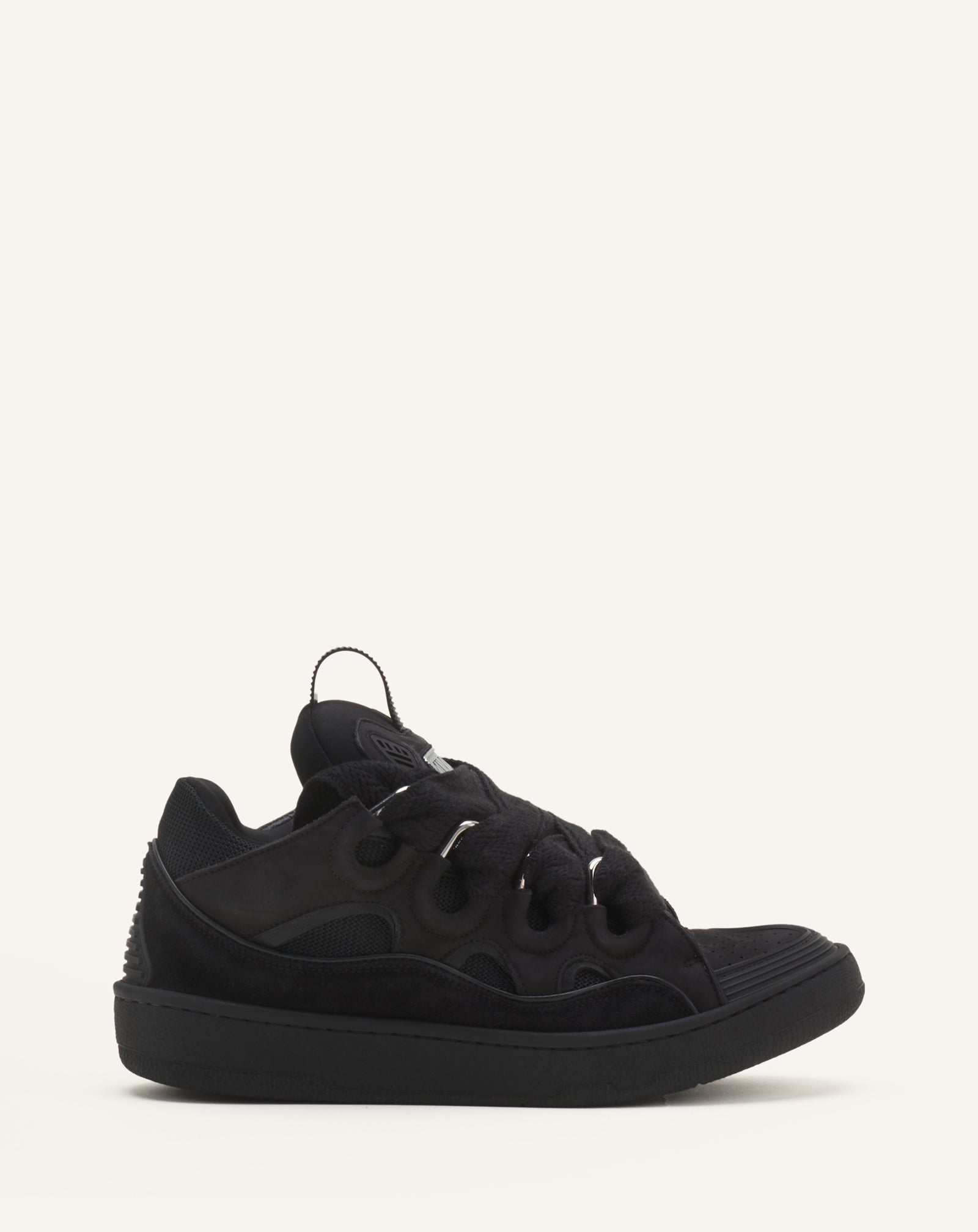Black Leather Curb Sneakers | Lanvin