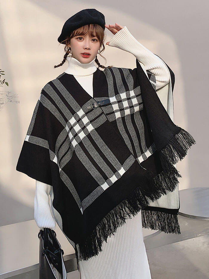 VERILADY | 主役級シンプルチェック柄ケープ