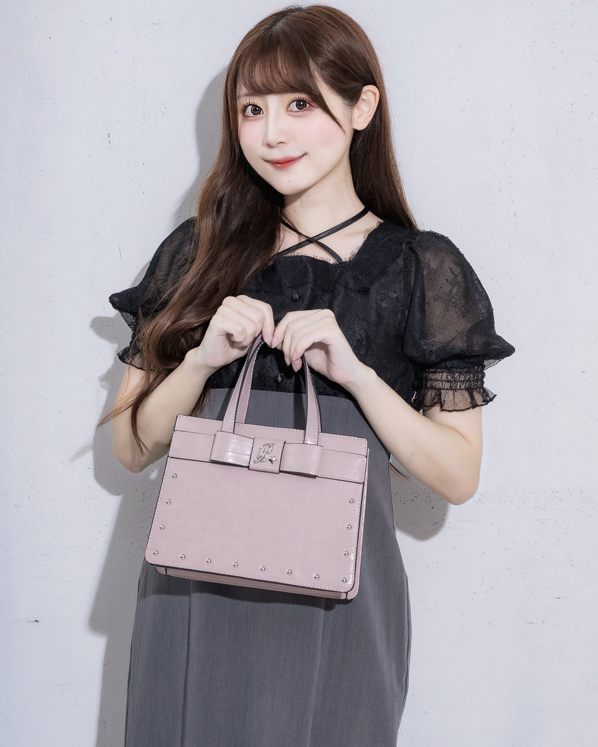 クロコ調スクエアミニトートバッグ – pium