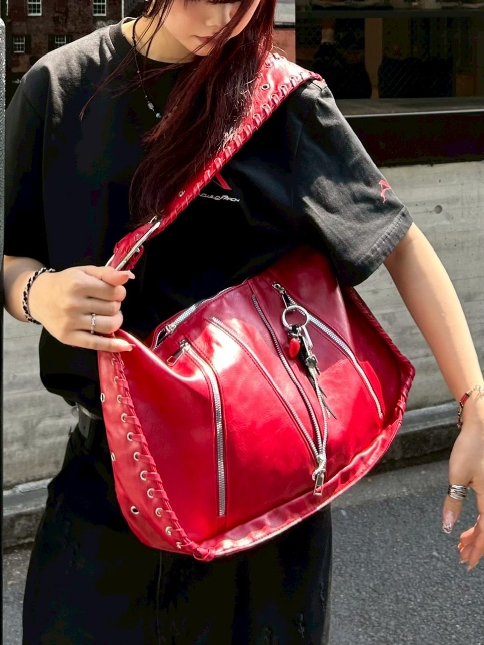 受注制【Chikashitsu +】big zip Non-leather material bag