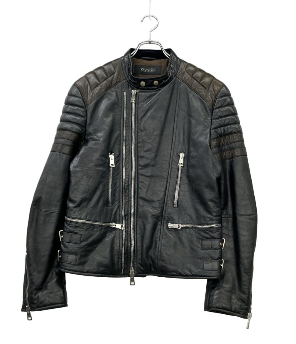 GUCCI ライダースジャケット レザー 羊革 ダブルジップ 269274 XN377