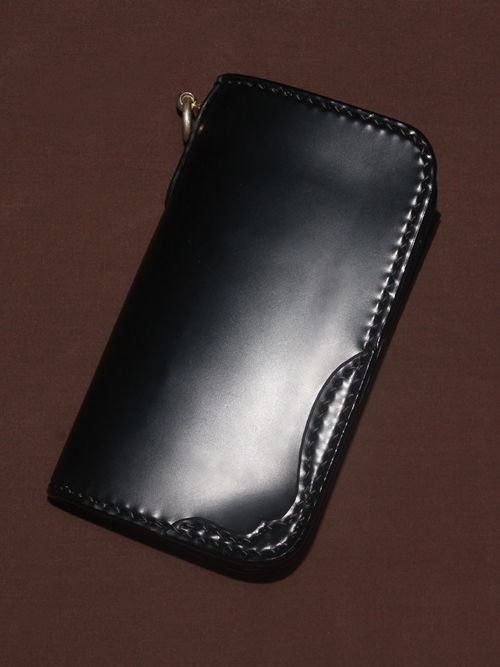 革財布・革製品のビーズ屋｜コードバン ミドルウォレット Bタイプ 黒