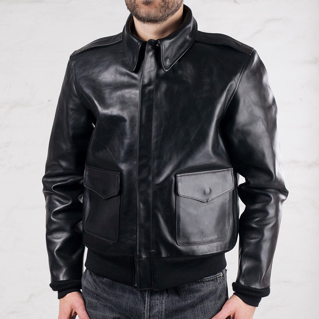 Horsehide A-2 Flight Jacket Black