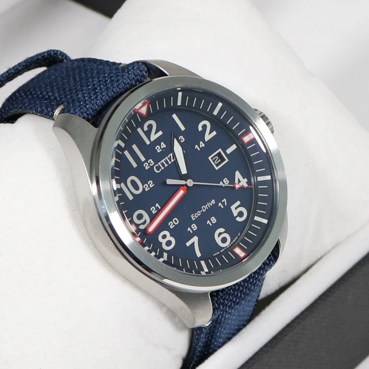 Citizen Eco Drive Men's Stainless Steel Blue Nylon Strap Watch