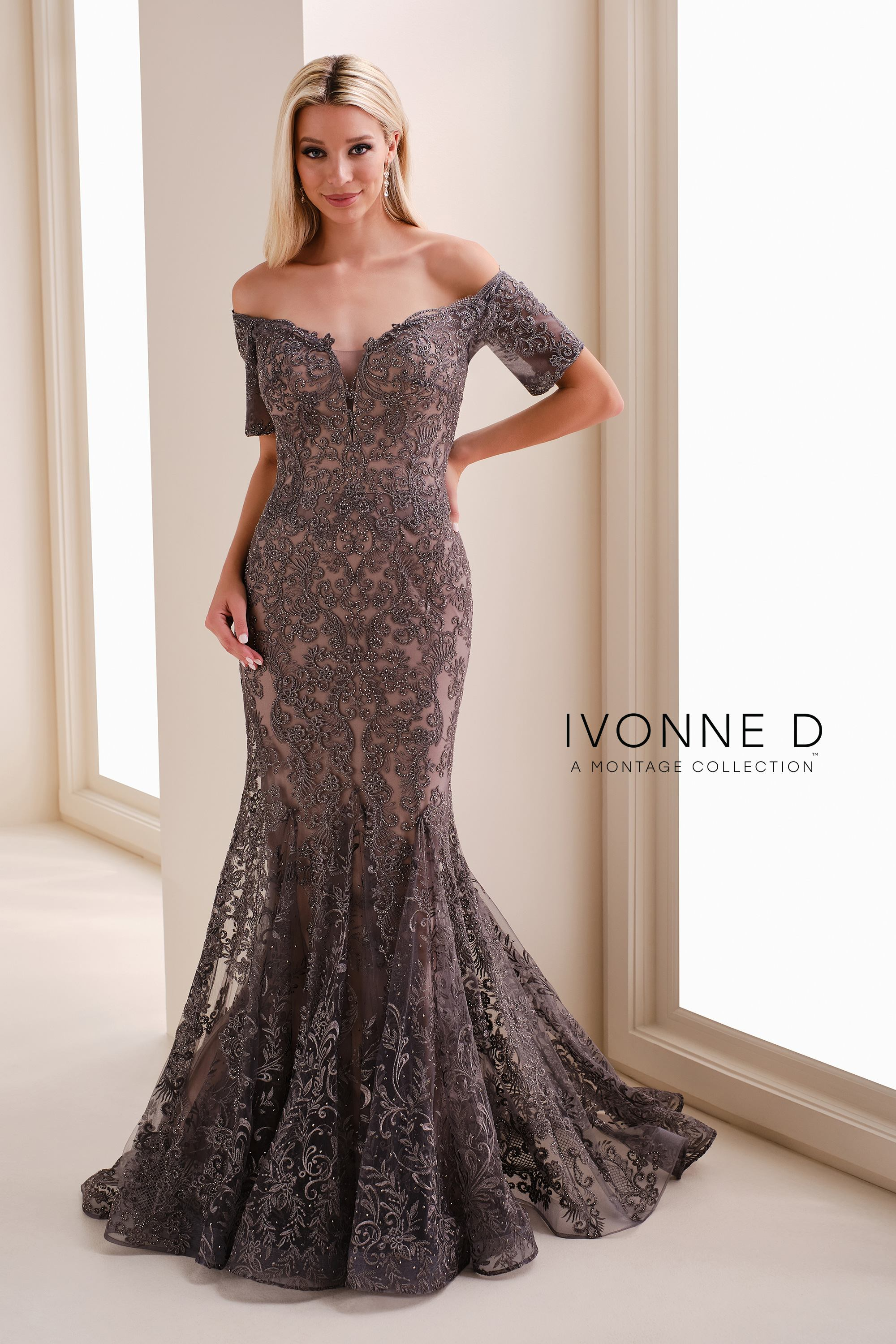 Ivonne D ID925 Mermaid Dress with Lace & Train – Mydressline