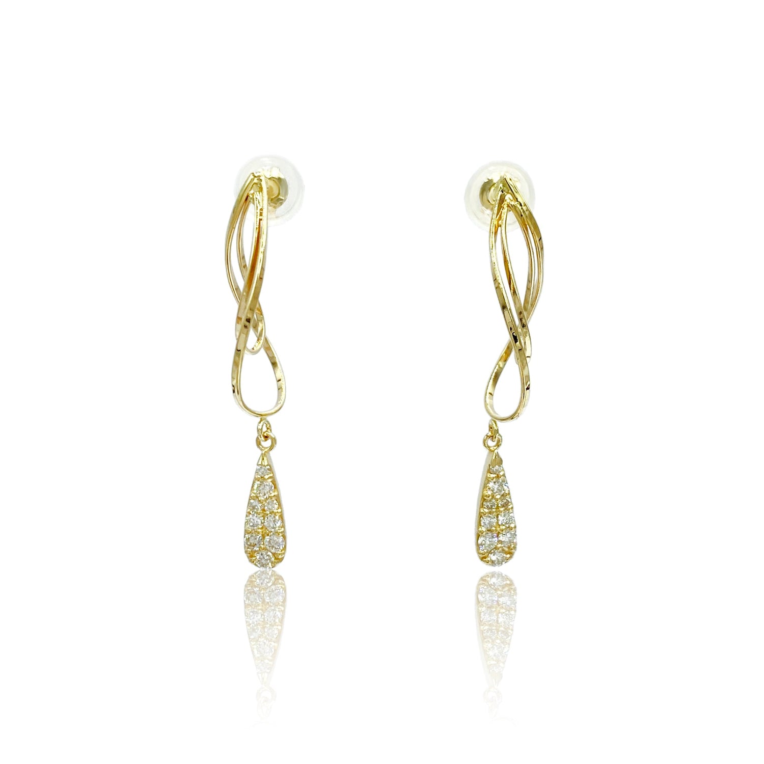 K10 or K18 雫型パヴェダイヤモンド ピアス｜GD3030