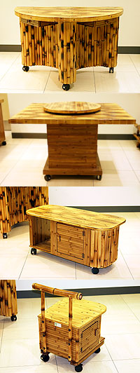 竹の家具 ダイニング10点セット 【梅里竹芸】