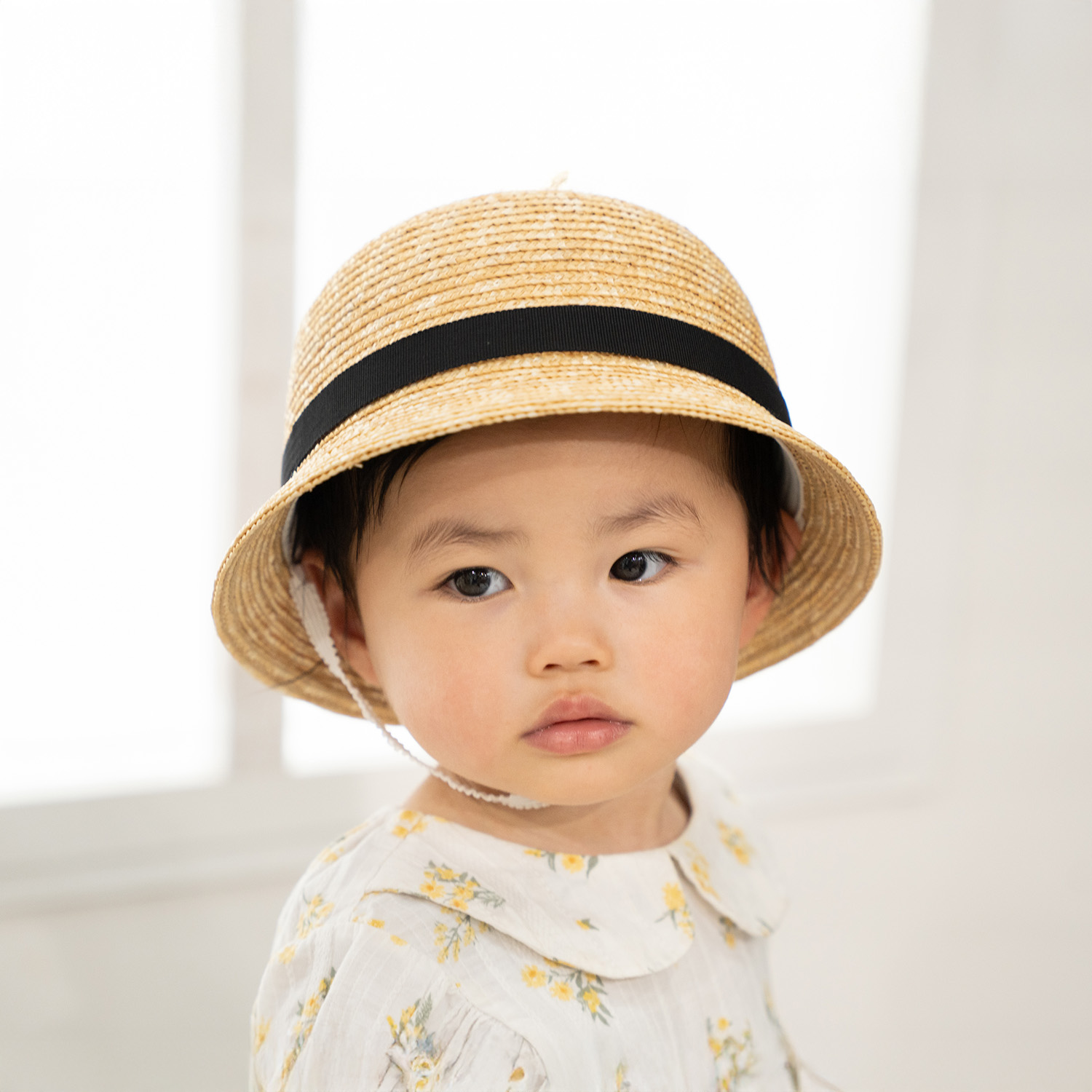 田中帽子店Gland（グラン）麦わら帽子 クロッシェ 子供用 ブラック