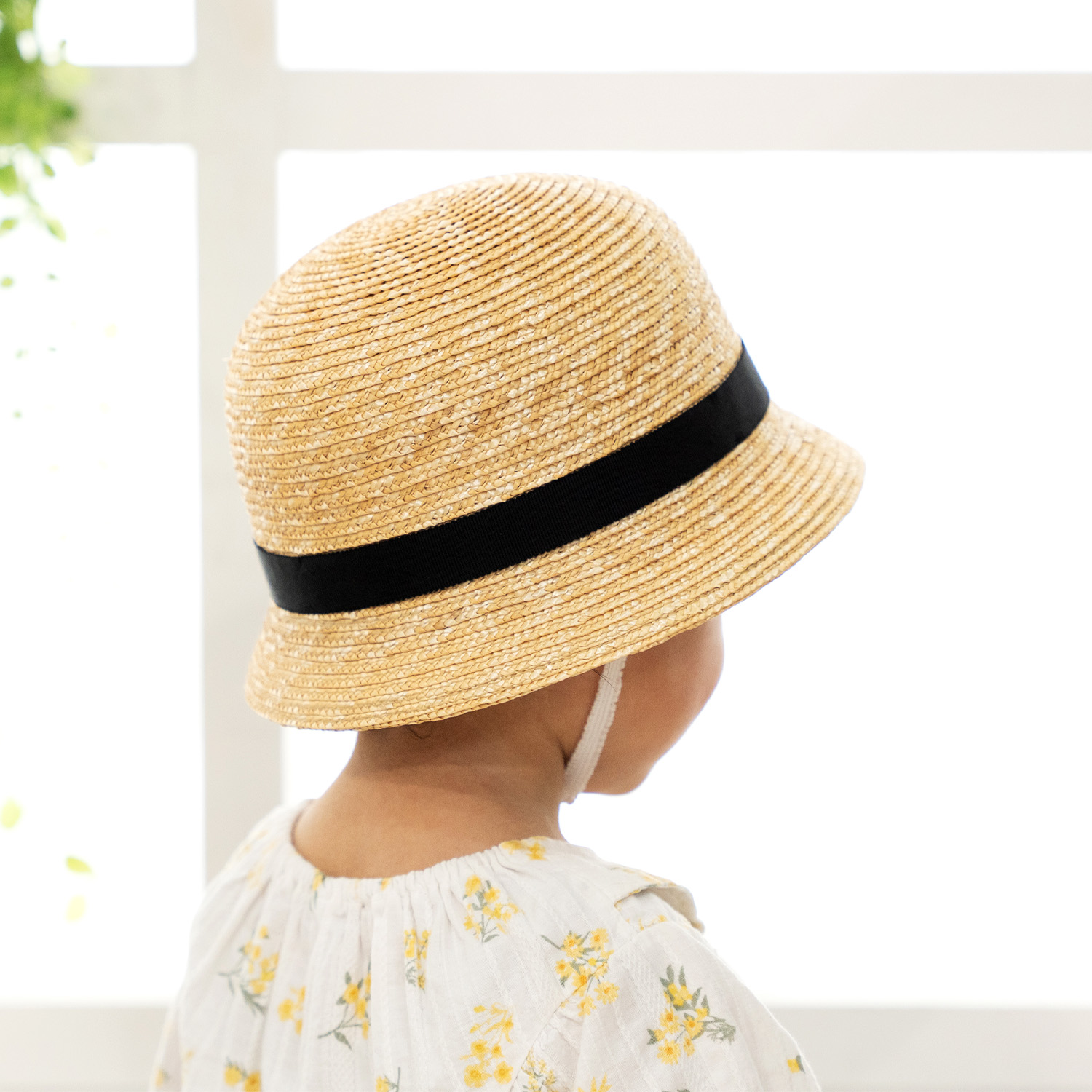 田中帽子店Gland（グラン）麦わら帽子 クロッシェ 子供用 ブラック