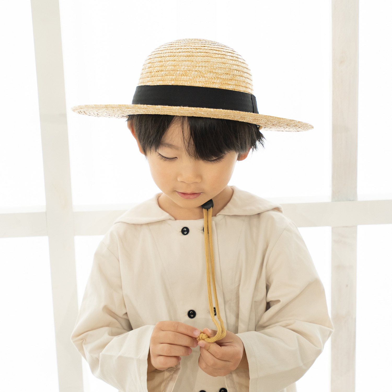 田中帽子店Roger（ロジャー）子供用・麦わら つば広丸型ハット 子供用