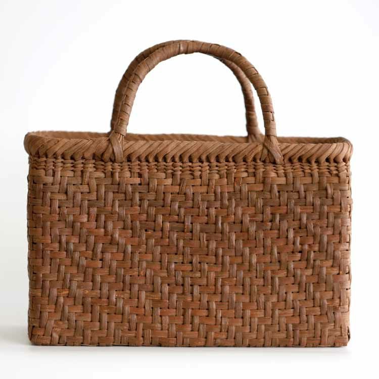 国産】山ぶどう 網代編み手提げ籠バッグ 内布付（幅広） | 虎斑竹専門
