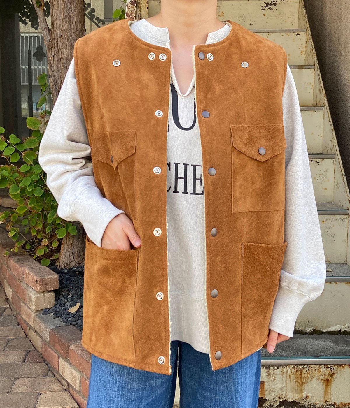 nowos/SUEDE VEST(BROWN)