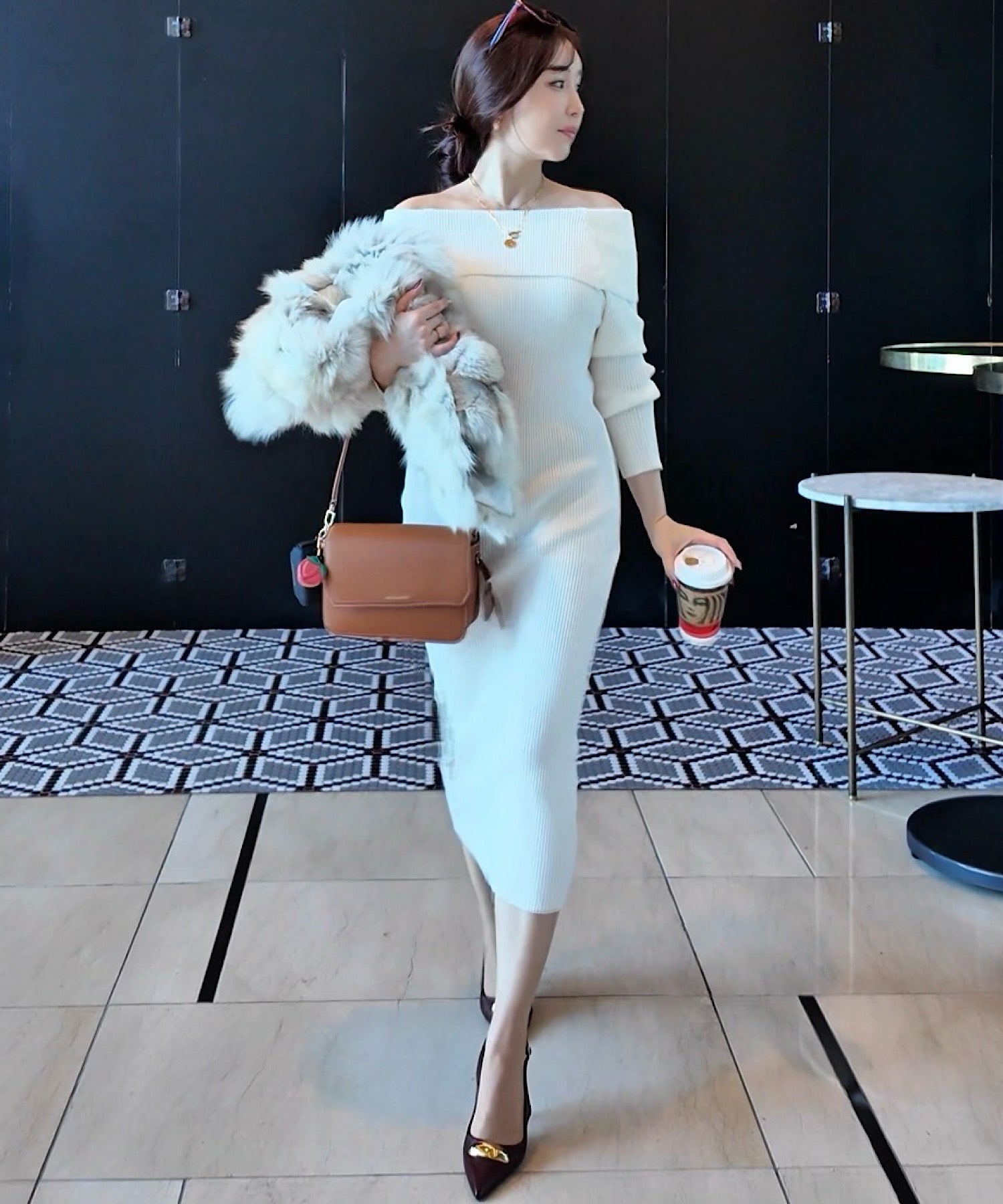 大人気ITEM°˖】オフショルダーニットワンピース