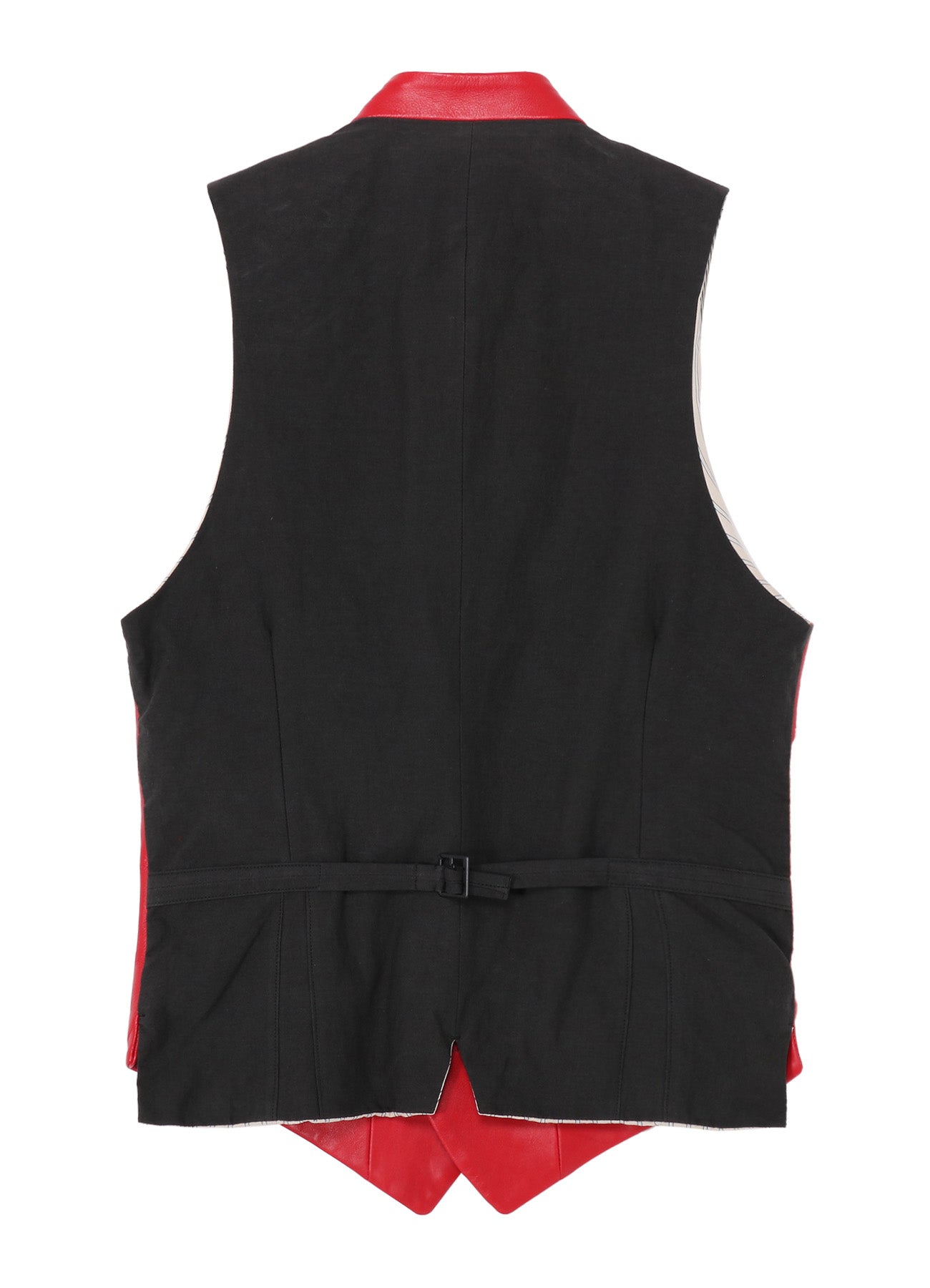RED LEATHER STAND VEST – THE SHOP YOHJI YAMAMOTO