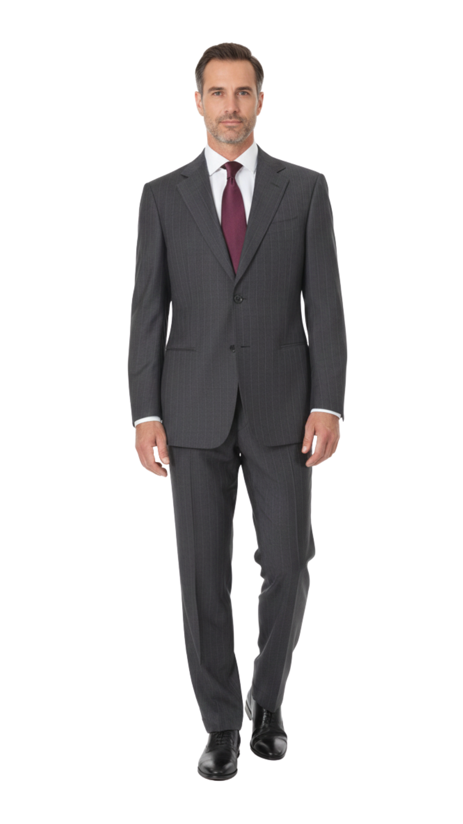 Armani Collezioni Mens 42R Gray Striped Wool Blend 2 Piece Suit