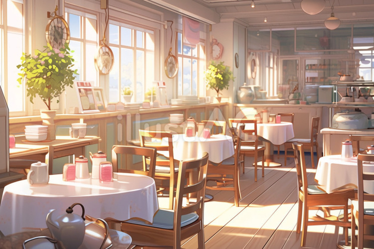 カフェの風景イラスト - No: 24141589｜無料イラスト・フリー素材なら