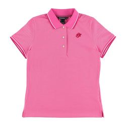 WOMEN コットン鹿の子 半袖ポロシャツ ピンク