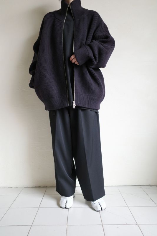 stein OVERSIZED DRIVERS KNIT ZIP JACKET・DARK NAVY - tity