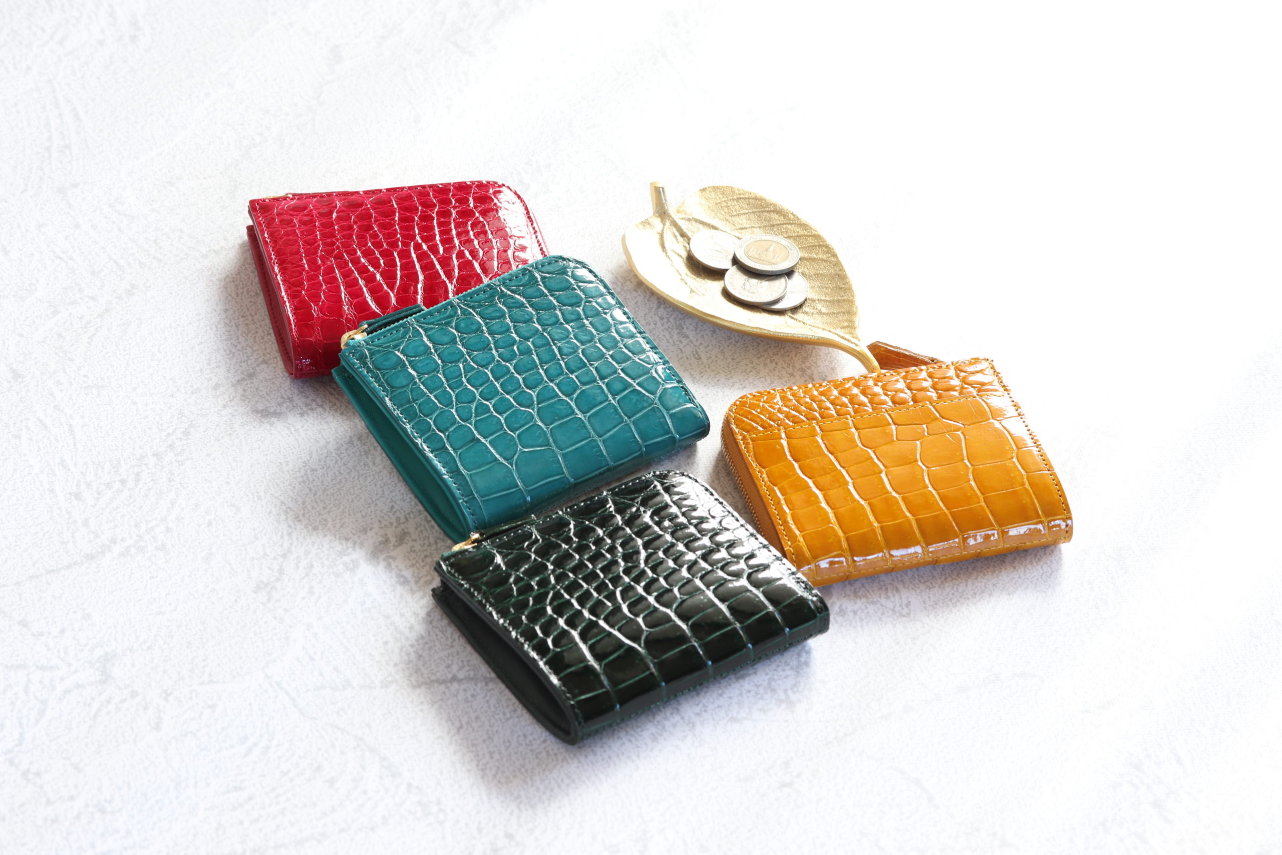 新作「スモールクロコダイルシャイニングL字ファスナーミニ財布 ルフレ