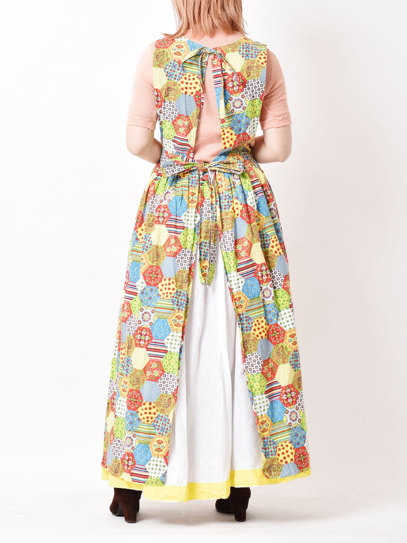 70s パッチワークデザイン エプロンドレス – 古着屋Top of the Hillの