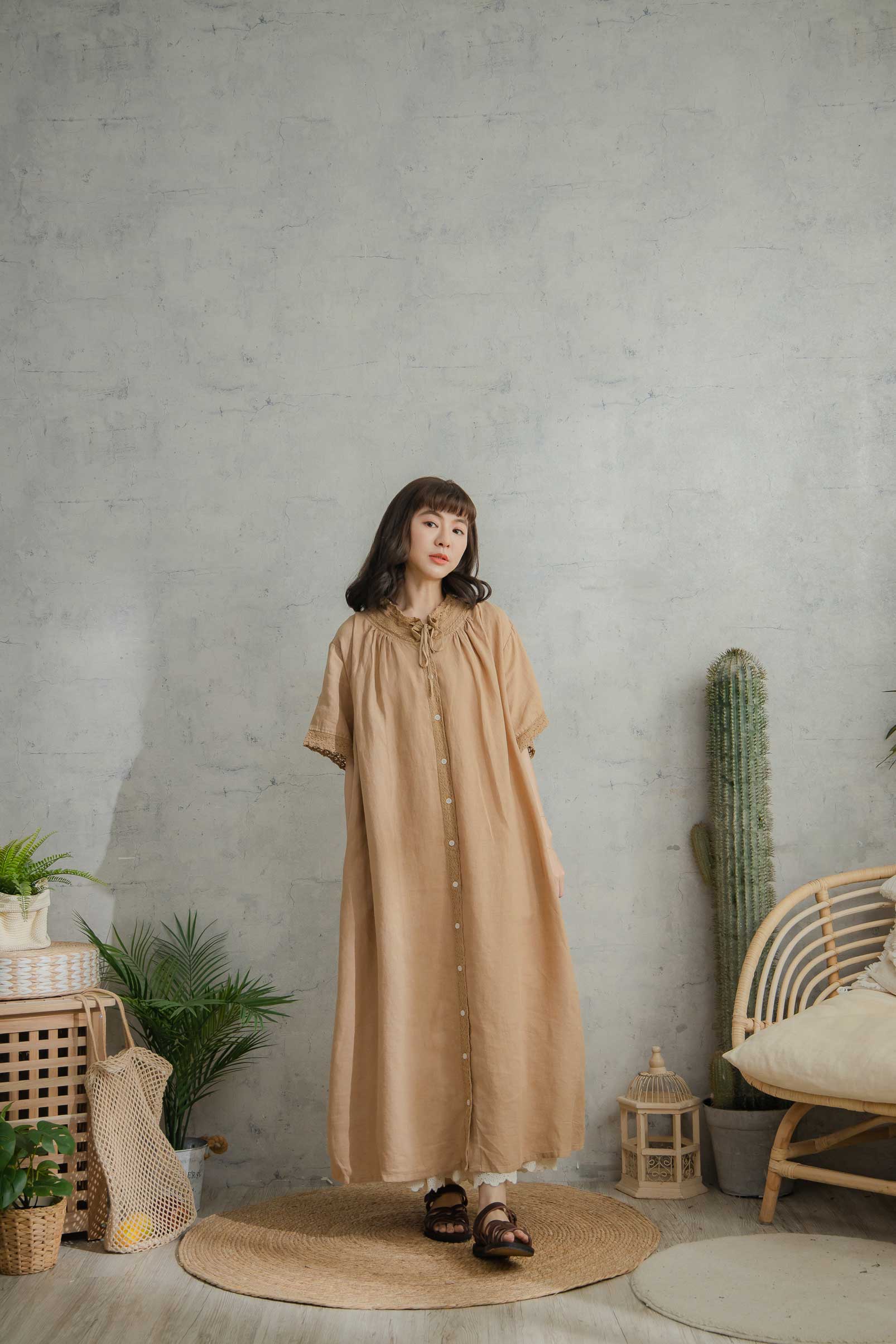 楽天市場】ワンピース 「 首元リボン留め 襟 袖 レース 」 前開き