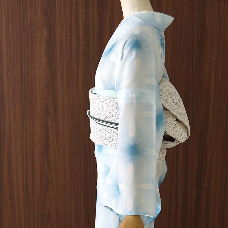 楽天市場】＼スーパーSALE開催中!／洗える 浴衣 雪花絞り 調 水色 バチ