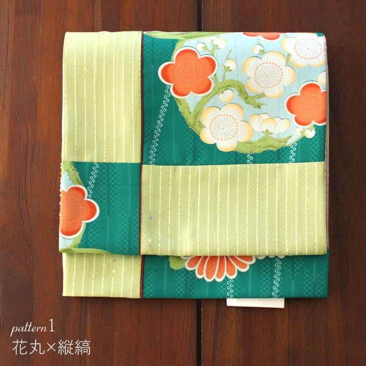 楽天市場】[4way] 京袋帯 なごや帯 創作 パッチ 花丸 縦縞 市松 桜