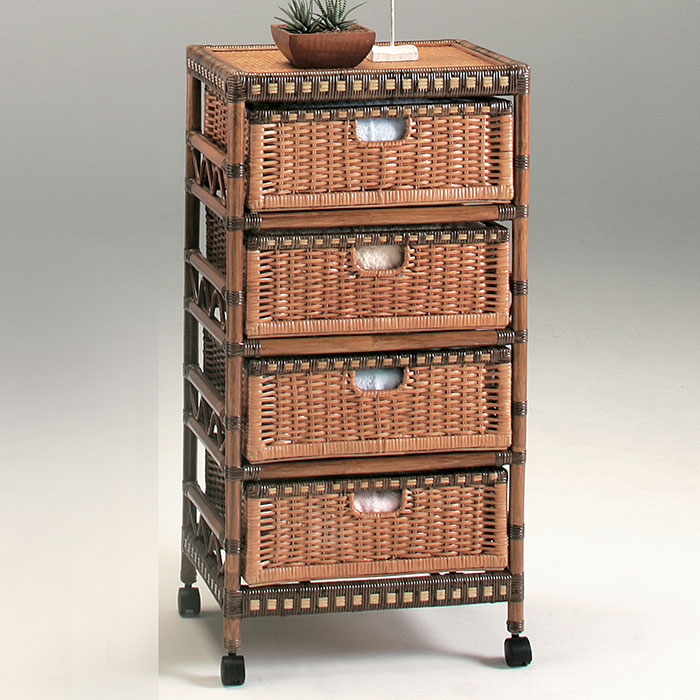 楽天市場】籐 ラタン 収納 チェスト 4段の通販