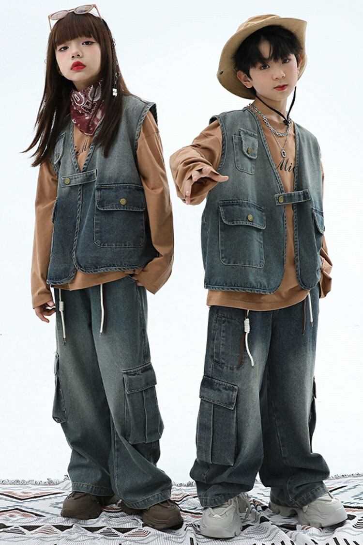 楽天市場】デニム ベスト デニムパンツ 土 グラデーション 上下セット