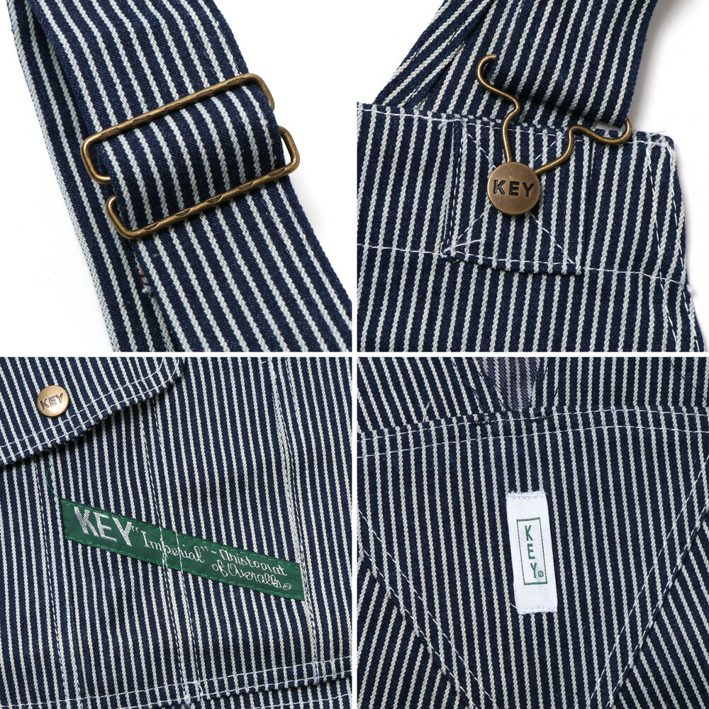 楽天市場】裾上げ無料 KEY INDUSTRIES,INC. ヒッコリー オーバーオール