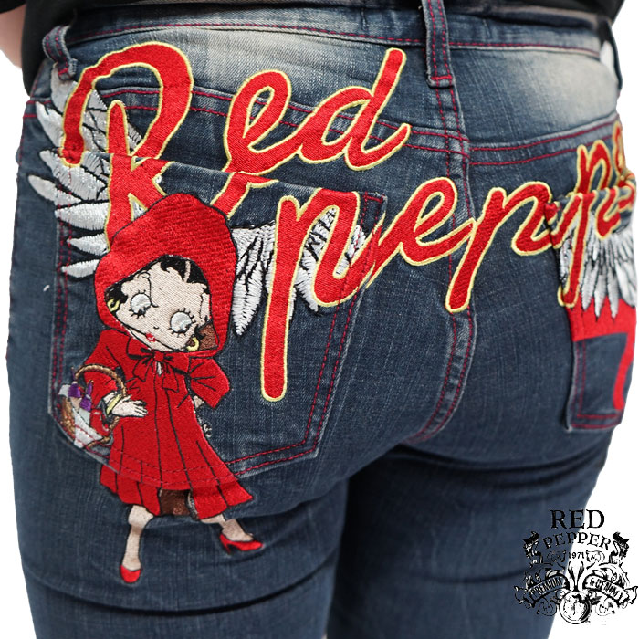 REDPEPPER 十字架 ローライズデニム ロゴ刺繍 ヒョウ柄 REDPEPPER 十字架 ローライズデニム ロゴ刺繍 ヒョウ柄 REDPEPPERの