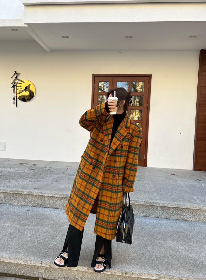 楽天市場】チェック柄ウールコート チェスターコート. ロングコート